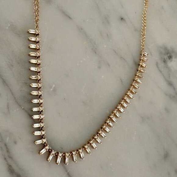 Luna Skye 14kt Gold Full Baguette Diamond Necklace - Picture 4 of 4